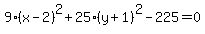 9%28x-2%29%5E2%2B25%28y%2B1%29%5E2-225=0