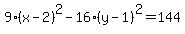 9%28x-2%29%5E2-16%28y-1%29%5E2=144