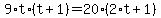 9%2At%2A%28t%2B1%29=20%2A%282%2At%2B1%29