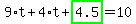 9%2At%2B4%2At%2Bhighlight_green%28+4.5+%29=10