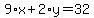 9%2Ax%2B2%2Ay=32