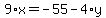 9%2Ax+=+-55+-+4%2Ay