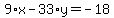 9%2Ax-33%2Ay=-18