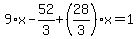9%2Ax-52%2F3%2B%2828%2F3%29%2Ax=1