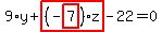 \"9%2Ay%2Bhighlight_red%28+%28-highlight_red%28+7+%29%29%2Az+%29-22=0\"