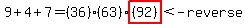 9%2B4%2B7+=+%2836%29%2863%29highlight%28%2892%29%29%3C-reverse%29