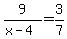 9%2F%28x-4%29+=+3%2F7