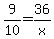 9%2F10+=+36%2Fx