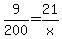 9%2F200+=+21%2Fx