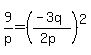 9%2Fp=%28%28-3q%29%2F%282p%29%29%5E2