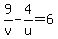 9%2Fv+-4%2Fu+=+6