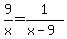 9%2Fx=1%2F%28x-9%29