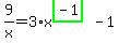 9%2Fx=3%2Ax%5E%28highlight_green%28+-1+%29%29-1