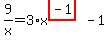 9%2Fx=3%2Ax%5E%28highlight_red%28+-1+%29%29-1