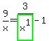 9%2Fx=3%2Fhighlight_green%28+x%5E1+%29-1