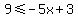 9%3C=+-5x%2B3