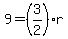 9=%283%2F2%29r