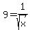9=1%2Fsqrt%28x%29