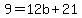 9=12b%2B21