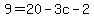 9=20-3c-2