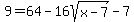 9=64-16sqrt%28x-7%29-7