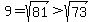 9=sqrt%2881%29%3Esqrt%2873%29