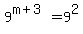 9%5E%28m%2B3%29=9%5E2