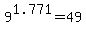 9%5E1.771=49
