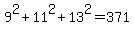 9%5E2%2B11%5E2%2B13%5E2=371