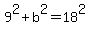 9%5E2+%2B+b%5E2+=+18%5E2