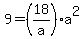 9+=+%2818%2Fa%29a%5E2