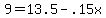 9+=+13.5+-+.15x