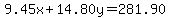 9.45x%2B14.80y=281.90