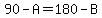 90-A=180-B