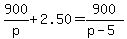 900%2Fp%2B2.50=900%2F%28p-5%29