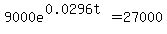 9000e%5E%280.0296t%29=27000