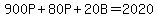 900P%2B80P%2B20B+=+2020