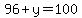 96%2By=100