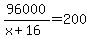 96000%2F%28x%2B16%29=200