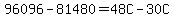 96096-81480=48C-30C
