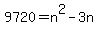 9720=n%5E2-3n