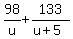 98%2Fu+%2B+133%2F%28u%2B5%29