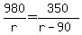 980%2Fr+=+350%2F%28r-90%29