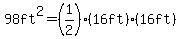 98ft%5E2=%281%2F2%29%2816ft%29%2816ft%29