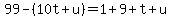 99-%2810t%2Bu%29=1%2B9%2Bt%2Bu