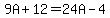 9A%2B12=24A-4