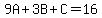 9A%2B3B%2BC=16