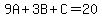 9A%2B3B%2BC=20