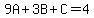 9A%2B3B%2BC=4