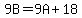 9B+=+9A+%2B+18